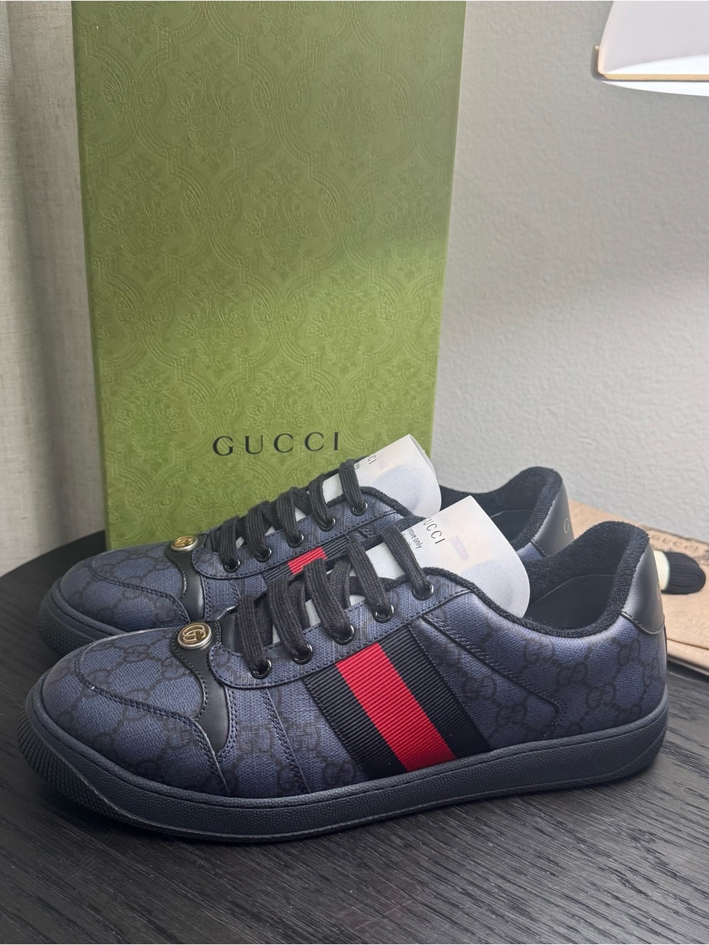 Gucci Screener Sneakers GG Supreme Canvas Dark Blue